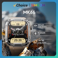 นาฬิกาอัจฉริยะ MK66สมาร์ทวอท์ชทหารแข็งแรงทนทานสำหรับผู้ชาย400mh แบตเตอรี่ขนาดใหญ่ตรวจสอบอัตราการเต้นของหัวใจ1.85 ''ระบบบลูทูธสำหรับแอป gloryfit