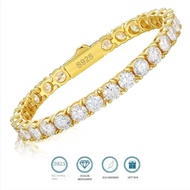 3-5mm Genuine Moissanite Tennis Bracelet Christmas Gift Gold Plated 100% 925 Sterling Silver Engagement Wedding Jewellery
