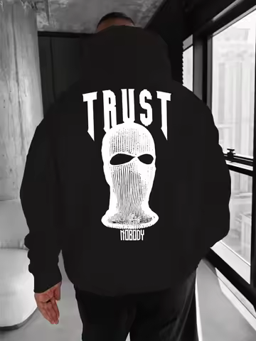 Male and female TRUST printed fashion trend casual hip-hop hooded sweatshirt essential for autumn an