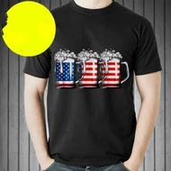 Brush American Pattern Men Women July Foreign Trade Black Short-Sleeved Milk Silk Independent Day Cl