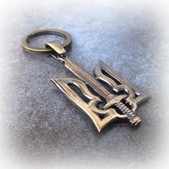 trident with sword brass keychain,ukraine national symbol tryzub keychain