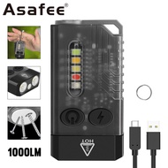 Asafee V10 1000LM EDC Mini Flashlight IPX4 Waterproof 100M Range Type-c USB Rechargeable 5 Mode Blue