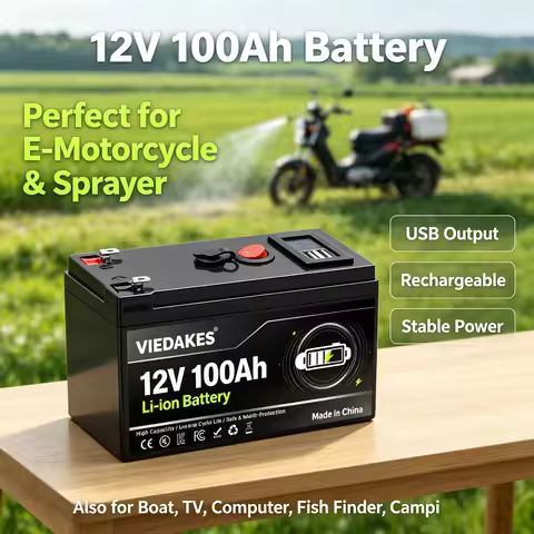 Viedakes 12V 100000mAh 12.8V 20Ah/40Ah/60Ah/80Ah/100Ah LiFePO4 Lithium Battery For RV Camping Golf C