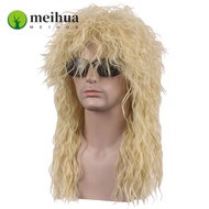 MEIHUAA Halloween Party Cosplay Wig, Long Punk 70s 80s Rockstar Wig, Vintage Fluffy Curvy Cosplay Ro