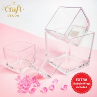 The Craft Decor Transparent Square Glass Vase | Flower Vase | Pasu Gelas *Extra Bubble Wrap Included