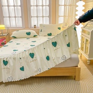 ผ้าคลุมฟูกผ้าปูที่นอนผ้าระบายขอบเตียงกันลื่นกันฝุ่นนุ่มแนะสวมสบายใช้ได้สี่ฤดู