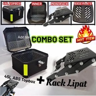 👍Value Pack👍Top Box 45L Waterproof motor Top Box Motorcycle Box base plate+backrest+lining Kotak Mot