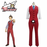 § Anime Ace Attorney Apollo Justice Red Vest Suit Outfit Cosplay Party Costume Full Set Custom-Mad