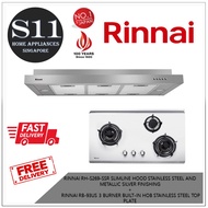 RINNAI RH-S269-SSR SLIMLINE HOOD STAINLESS STEEL AND METALLIC SILVER FINISHING +  RINNAI RB-93US 3 BURNER BUILT-IN HOB STAINLESS STEEL TOP PLATE