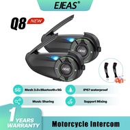 EJEAS Q8 Motorcycle Helmet Bluetooth Intercom Headset For 6 Riders Mesh intercommunicator IP67 FM