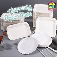 (10 PCS) Disposable Paper Plates Round Square One Time Use Dessert Cake Plates Paper Plate Party Buf