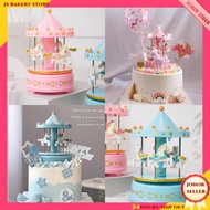 【JS Bakery Store】Carousel Birthday Music Box Cake Decoration 旋转木马音乐盒生日蛋糕装饰摆件