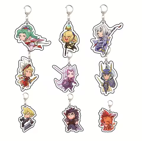Game Final Fantasy VII 6cm Acrylic Keychain Cloud/Aerith/ Barret Backpack Decorations Accessories De