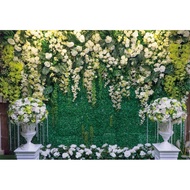 Haoyiyi 10x8ft Wedding Arch 3D White Flowers Wall Bakcdrop Spring Green Leaves Microfiber Garland Ba