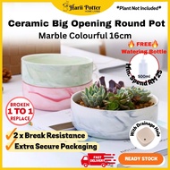 Aesthetic Ceramic Large Size Round Marble Pots Colourful 16cm Succulent Pots Pasu Bulat Seramik Kaktus 多肉花盆 陶瓷花盆 圆形大口