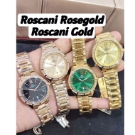 Jam Roscani Perempuan Wanita Rosegold Gold Colour Women Watch Size Besar