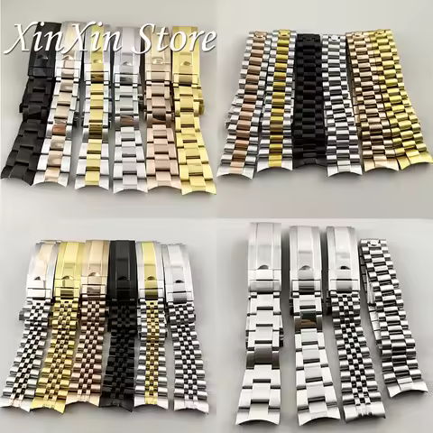 20mm Width 904L Solid Stainless Steel Strap Brushed Polished Oyster Jubilee Presidential Bracelet NH