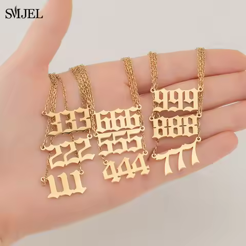 Personalize 111 222 333 444 555 666 777 888 999 Necklace Women Men Stainless Steel Angel Number Neck