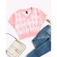 Argyle Print Tee V neck