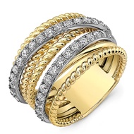 แหวนเพชรสวิสสีทองประดับคริสตัลเพทายรูปไม้กางเขนแฟนซีของ huitan แหวนแต่งงานที่ละเอียดอ่อนเครื่องประดับแฟชั่นสำหรับผู้หญิง
