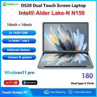 DS20 14 inch Intel N150 Dual Touch Screen Laptop 16GB 1TB Portable Foldable Tablet Office Windows 11
