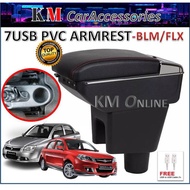Proton Saga BLM FL FLX SV Adjustable Armrest Double Layer with 7 USB Ports PU Leather Car Storage Bo