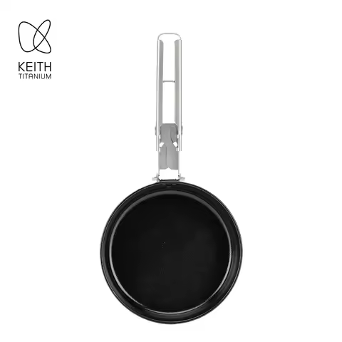 KEITH Titanium Mini Skillet Non Stick Foldable Handle Ultralight Portable Frying Pan for Camping Hik