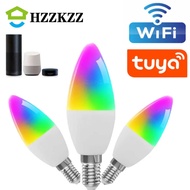 6Pcs LED E14 Tuya WiFi Smart Dimmable Bulb RGBCW 9W 100-240V LED Light Smart Life App Control Suppor