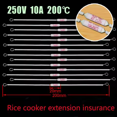 5pcs 250V 10A 200 ° C extended and thickened rice cooker fuse tube fuse rice cooker accessories