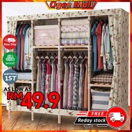 Wooden Wardrobe Curtain Wardrobe with drawer &amp; Organizer Almari Baju Almari pakaian   kayu Almari kain closet Hanging Ra