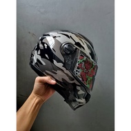 ZEUS ZS 811C BLK AL58 GLOSSY SIL FULL FACE SINGLE FLAT VISOR (FREE DARK SMOKE VISOR)