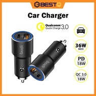 Budi 36W Car Charger PD Type-C + USB Ports Super Fast Charging Car Charger
