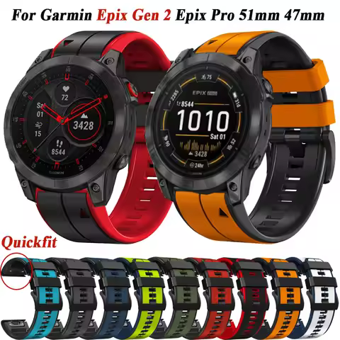 Quickfit 22/26mm Smart Watch For Garmin Epix Gen 2 Silicone Wrist Strap For Fenix 6 6X Pro 7 7X 5 5X