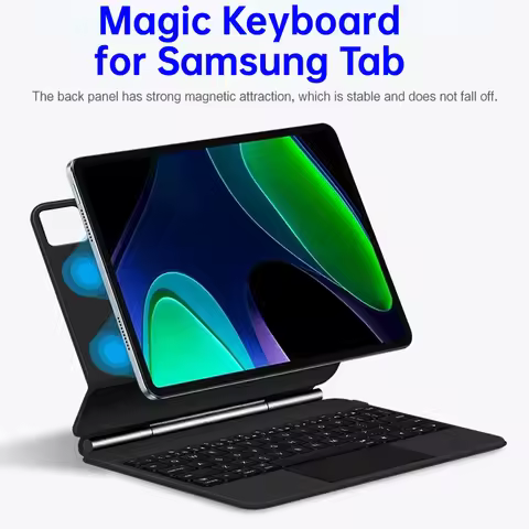 Folio Magic Magnetic Touchpad Backlight Keyboard Cover For Samsung Galaxy Tab S9 FE 10.9,Keyboard Fo
