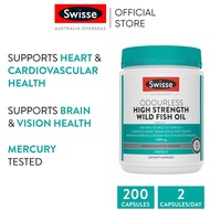 Swisse Ultiboost Odourless High Strength Wild Fish Oil 1500mg 200 Soft Capsules (EXP:02 2028)