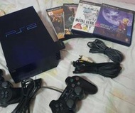 SONY PS2 SCPH-50000 MB/NH 透明深藍特式主機＋4份原版遊戲+8份缺說明書有盒損原版遊戲