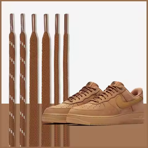Fashion Flat Round Wheat Color af 1 Sholeaces Autumn Brown Strings Sport Basketball Casual Sneakers