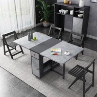 折疊餐桌小戶型家用現代簡約吃飯桌子北歐多功能可伸縮超薄餐桌椅