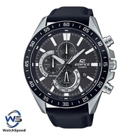 Casio Edifice EFV-620L-1A Quartz Chronograph Stainless Steel Case Black Leather Strap Men's Watch