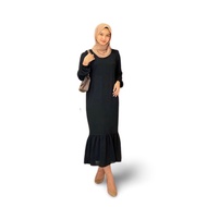 zaskia midi dress s-3xl crinkle baju gamis terbaru jumbo gamis remaja - hitam l