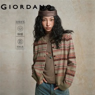 GIORDANO WOMEN Contrasting jacquard stripe cardigan 18355815