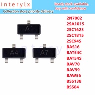 10pcs 2N7002 2SA1015 2SC1623 2SC1815 2SC945 BAS16 BAT54C BAT54S BAV70 BAV99 BAW56 BSS138 BSS84 SOT23