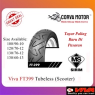 Corva Motor Tayar Viva Scooter Tubeless Tyre Ft399 100/90-10 120/70-12 130/70-12 130/60-13