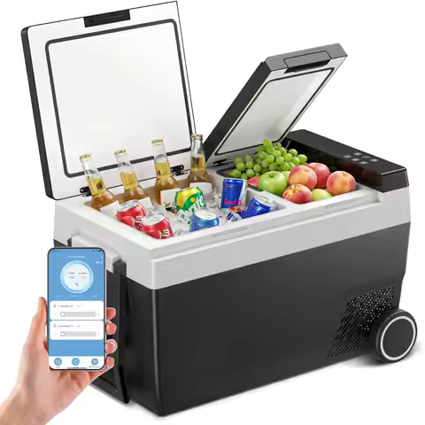 12 Volt Refrigerator 45QT(42L), Dual-Zone Car Fridge Freezer with Wheels, -4°F to 68°F Electric Cool