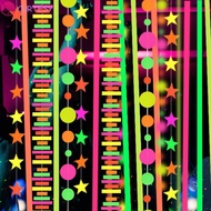 CURTESY Neon Fluorescent Garland, 2m Colorful Round Pentagram Fluorescent Banner, Latte Art Fluoresc