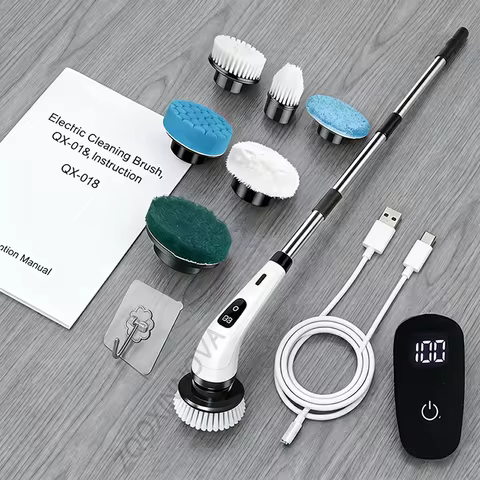 Household Cordless Spin Scrubber Kitchen Gadgets Hair Brushes Bathroom Broom Toilet Mops Electric Mu