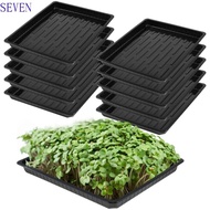 SEVEN 10Pcs Plant Growing Trays, Reusable No Holes Seed Propagation Tray, Sprout Hydroponic Systems Plastic Durable 550x285x60mm Nursery Potted Seedling Trays Seedlings
