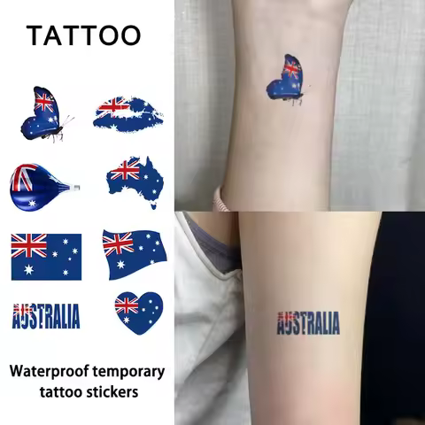 Australia Flag Temporary Tattoo Sticker, Long-lasting Waterproof, Realistic Non-reflective Fake Tatt