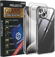 Project-S GLASS iPhone Clear Phone Case + 2x Tempered Glass Screen Protectors w/LIFETIME Replacement