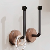 New Nordic Style Solid Wood Coat Hook Behind Door Walnut Wood Hook No Drilling Strong Adhesive Wall-